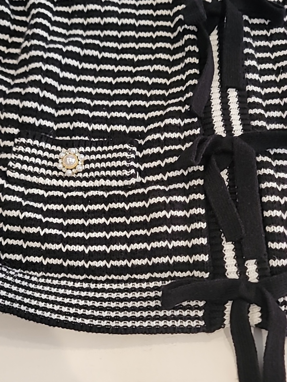 Nicole Miller Evening Cardigan Sweater Top Black White Large - Picture 5 of 14